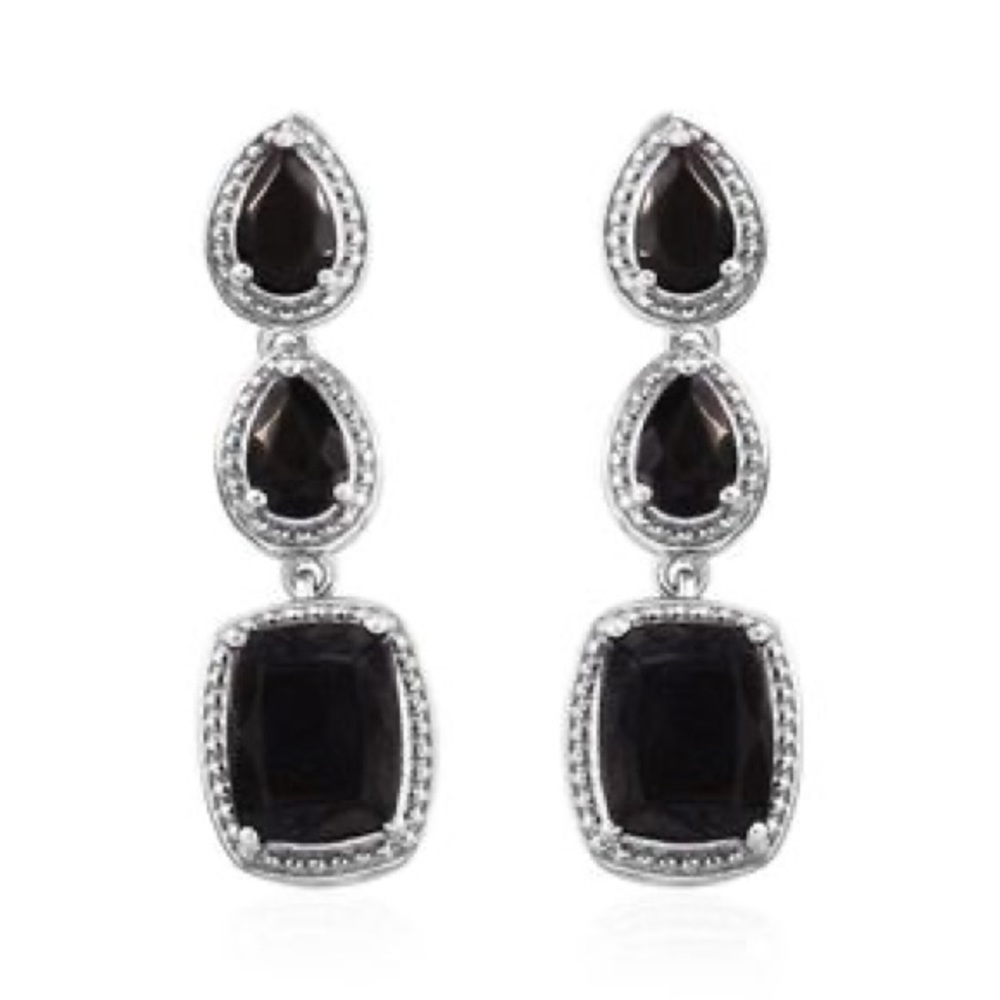 Shungite Platinum over Sterling Silver Earrings